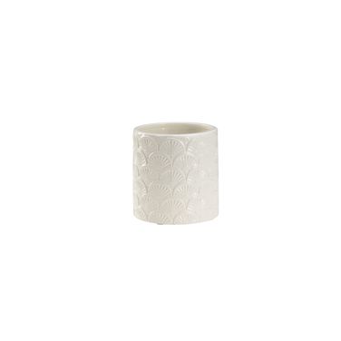 Deco Fan Cachepot Small In White and Cream