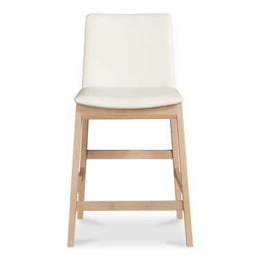 Deco Oak Counter Stool In White PVC