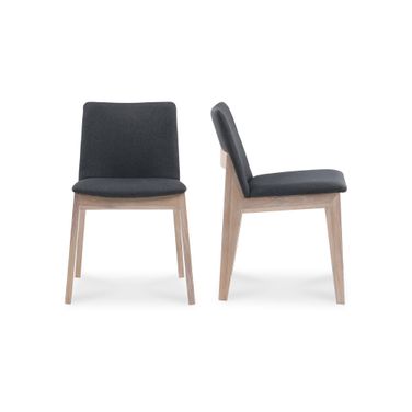 Deco Oak Dining Chair Set Of 2 In Dark Grey