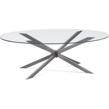 Deen Oval Cocktail Table In Gunmetal and Clear