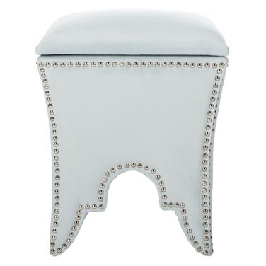 Deidra Silver Sage Ottoman with Silver Nailhead Detail