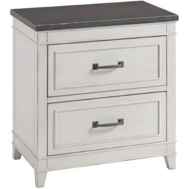 Del Mar 2 Drawer Nightstand In White With Grey Top