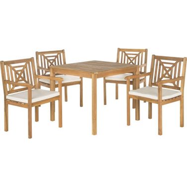 Del Mar Teak Brown and Beige 5-Piece Dining Set