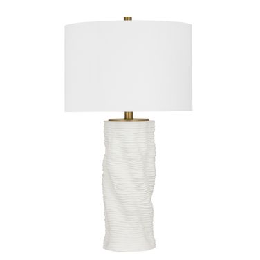 Delancy Table Lamp In Matte White and Brass