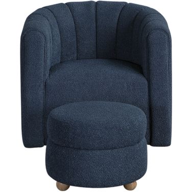 Delaney Swivel Chair with Ottoman In Blue