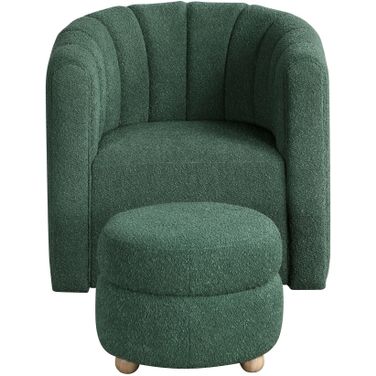 Delaney Swivel Chair with Ottoman In Green