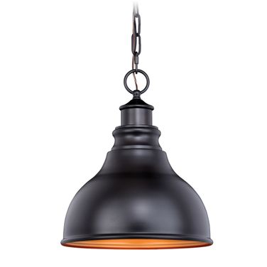 Delano 11 Inch Outdoor Pendant In Oil Burnished Bronze and Light Gold