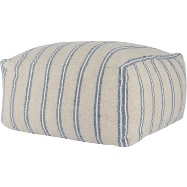 Delgada 24x24x12 Pouf In Natural and Blue