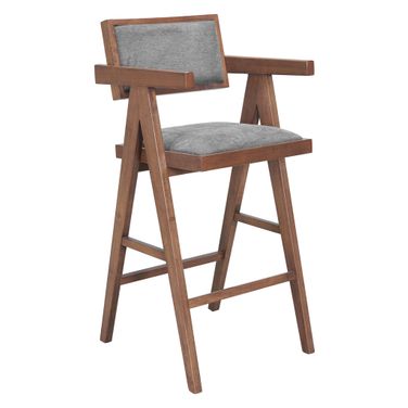 Delhi Barstool Set of 2 In Gray and Walnut