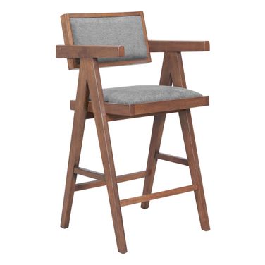 Delhi Counter Stool Set of 2 In Gray and Walnut