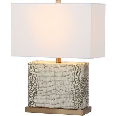 Delia Cream and Off-White 20.5 Inch Faux Alligator Table Lamp