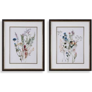 Delicate Flowers Framed Prints Set of 2 In Multi