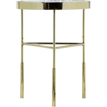 Delilah Round Accent Table In Polished Gold