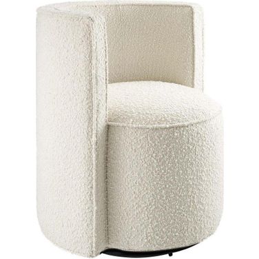 Della Boucle Fabric Swivel Chair In Ivory