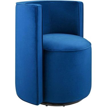 Della Performance Velvet Fabric Swivel Chair In Navy
