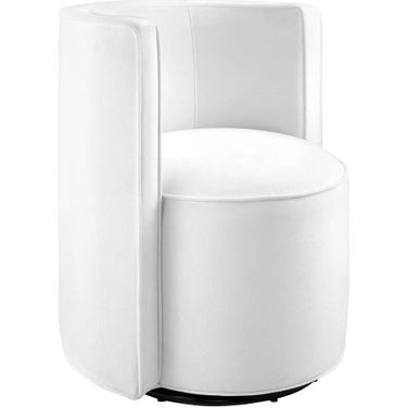 Della Performance Velvet Fabric Swivel Chair In White