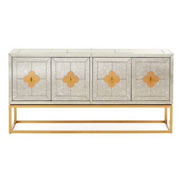 Delphine Credenza In Antiqued Mirror and Brass