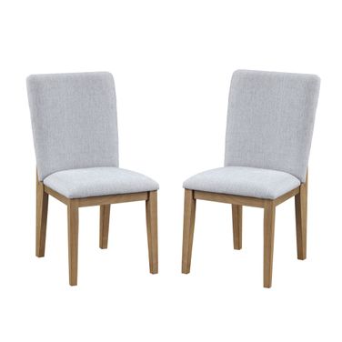 Delphine Gray Linen Fabric Dining Chair Set of 2