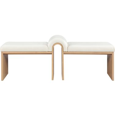 Delphine Vegan Leather Upholstered Bench In Cream and Natural
