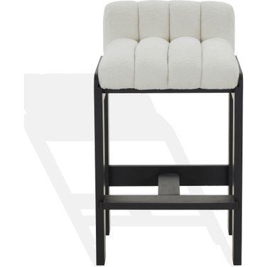 Delphini Boucle Barstool In Ivory and Black