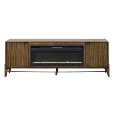 Delray 81 Inch TV Stand with Fireplace Console In Brown