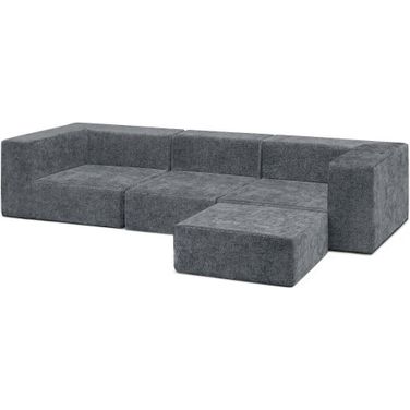 Delta Children Cozee 4 Piece Sectional Sofa Set In Grey Suede