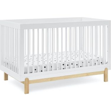 Poppy 4 In 1 Convertible Crib With Greenguard Gold Certified In Bianca White With Natural