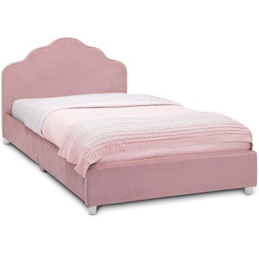 Delta Children Upholstered Twin Bed In Pink and White
