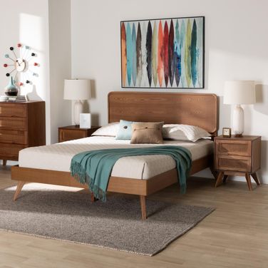 Demeter Wood 3 Piece King Bedroom Set In Walnut Brown