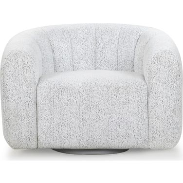 Demetri Boucle Swivel Chair In White and Black
