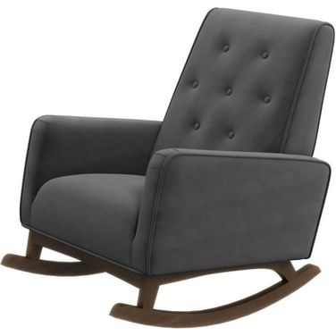 Demetrius Dark Grey Velvet Fabric Rocking Chair