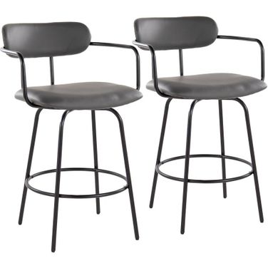 Demi 26 Inch Fixed Height Counter Stool Set of 2 In Grey