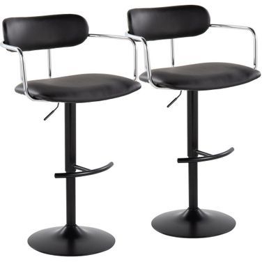 Demi Adjustable Barstool Set of 2 In Black