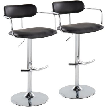 Demi Adjustable Barstool Set of 2 In Chrome