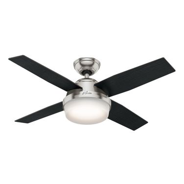 Dempsey 44 Inch Ceiling Fan with LED Light Kit and Handheld Remote In Brushed Nickel and Black Oak