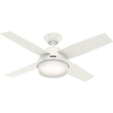 Dempsey 44 Inch Ceiling Fan with LED Light Kit and Handheld Remote In Fresh White and Blonde Oak
