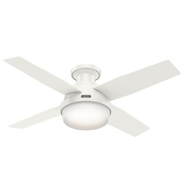 Dempsey 44 Inch Low Profile Ceiling Fan with LED Light Kit and Handheld Remote In Fresh White and Blonde Oak