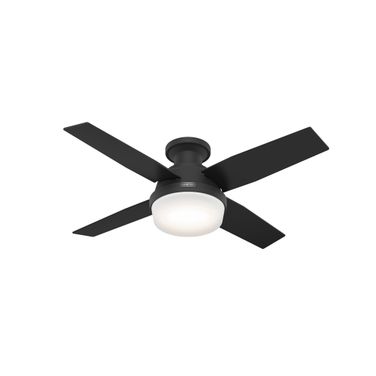 Dempsey 44 Inch Low Profile Ceiling Fan with LED Light Kit and Handheld Remote In Matte Black
