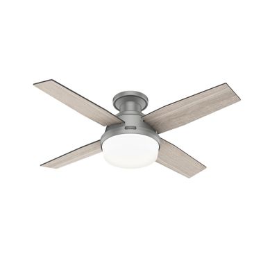 Dempsey 44 Inch Low Profile Ceiling Fan with LED Light Kit and Handheld Remote In Matte Silver and Light Gray Oak