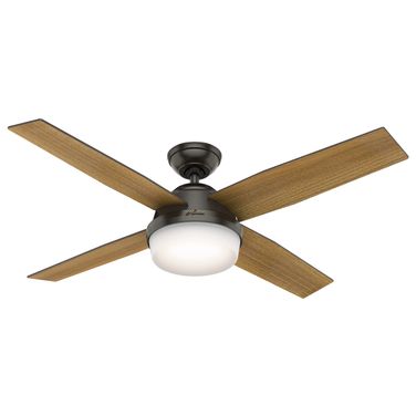Dempsey 52 Inch Ceiling Fan with LED Light Kit and Handheld Remote In Noble Bronze and Mid Century Walnut