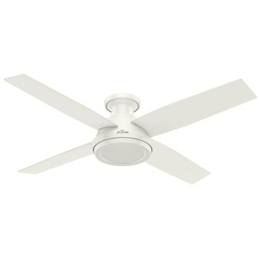 Dempsey 52 Inch Low Profile Ceiling Fan and Handheld Remote In Fresh White and Blonde Oak