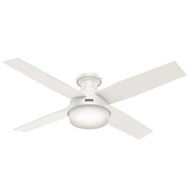 Dempsey 52 Inch Low Profile Ceiling Fan with LED Light Kit and Handheld Remote In Fresh White and Blonde Oak