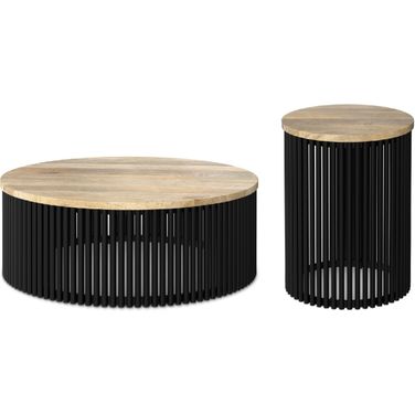 Demy Occasional Table Set In Natural and Black
