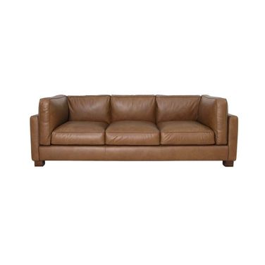 Den Sofa In Antique Sienna and Teak Oak