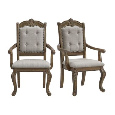 Denali Dining Arm Chair Set of 2 In Walnut and Beige