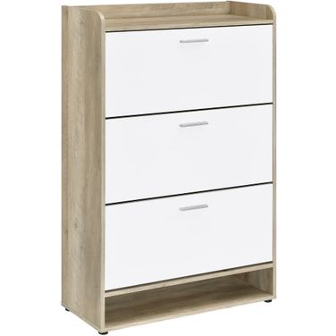 Denia 3-tier Shoe Storage Cabinet Antique Pine and White