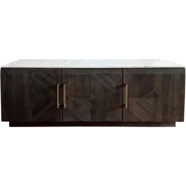 Dennis 3-door Marble Top Dining Sideboard Server White and Tobacco Grey