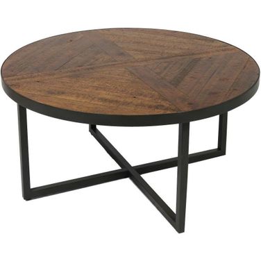 Denton Round Coffee Table In Antique Pine
