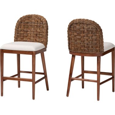 Denver Counter Stool In Walnut Brown Finished Acacia Wood and Seagrass