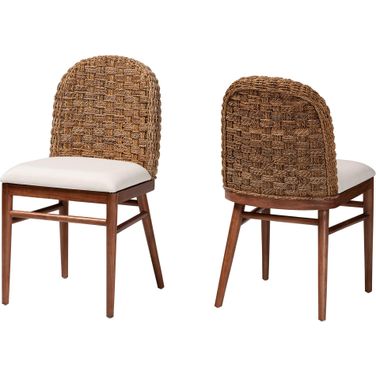 Denver Dining Chair In Walnut Brown Finished Acacia Wood and Seagrass